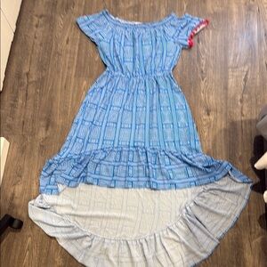 Flying Tomato Blue Patterned Dress with belt